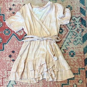 Elegant Cream Wrap Dress